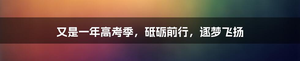 又是一年高考季,砥砺前行,逐梦飞扬
