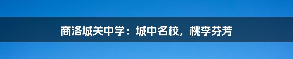 商洛城关中学:城中名校,桃李芬芳