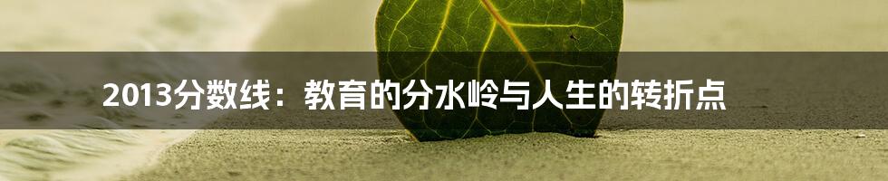 2013分数线：教育的分水岭与人生的转折点