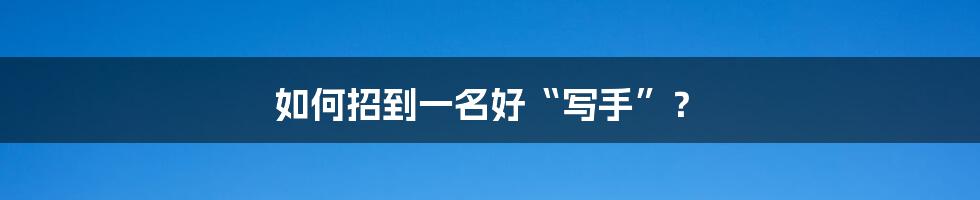 如何招到一名好“写手”？