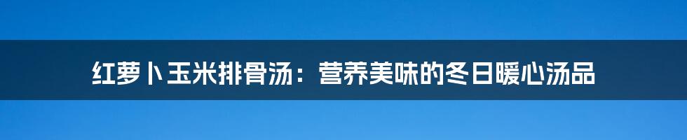红萝卜玉米排骨汤：营养美味的冬日暖心汤品