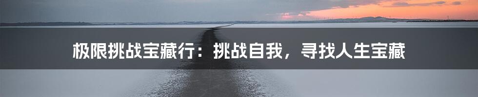 极限挑战宝藏行:挑战自我,寻找人生宝藏
