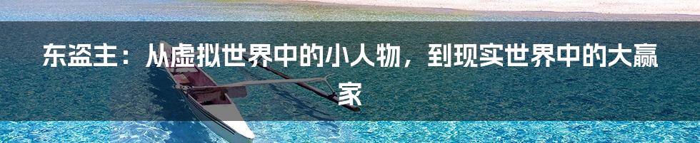 东盗主:从虚拟世界中的小人物,到现实世界中的大赢家