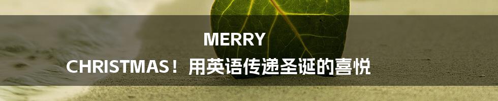 MERRY CHRISTMAS!用英语传递圣诞的喜悦