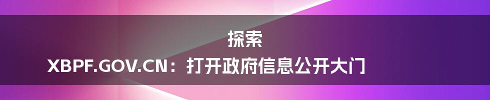 探索 XBPF.GOV.CN：打开政府信息公开大门