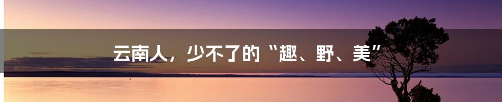 云南人，少不了的“趣、野、美”