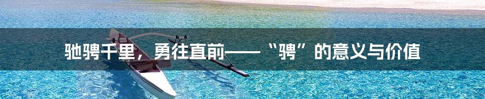 驰骋千里,勇往直前——“骋”的意义与价值