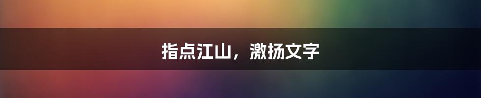 指点江山，激扬文字