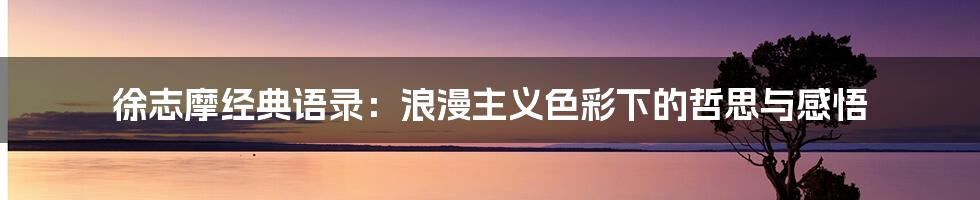徐志摩经典语录:浪漫主义色彩下的哲思与感悟