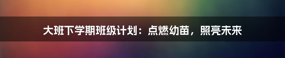 大班下学期班级计划:点燃幼苗,照亮未来