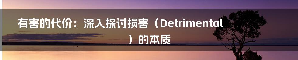 有害的代价：深入探讨损害（Detrimental）的本质