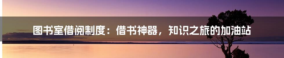 图书室借阅制度:借书神器,知识之旅的加油站