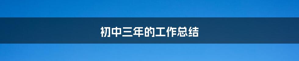 初中三年的工作总结