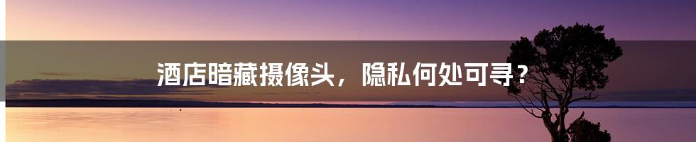 酒店暗藏摄像头,隐私何处可寻?