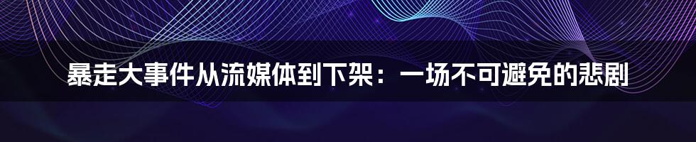 暴走大事件从流媒体到下架：一场不可避免的悲剧