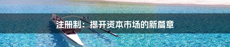 注册制：揭开资本市场的新篇章