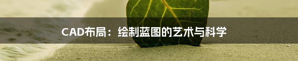 CAD布局：绘制蓝图的艺术与科学