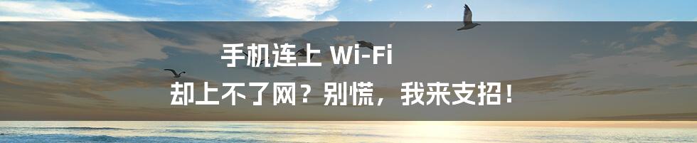 手机连上 Wi-Fi 却上不了网?别慌,我来支招!