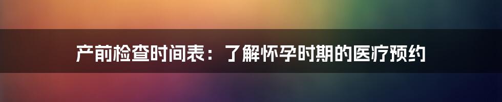 产前检查时间表：了解怀孕时期的医疗预约