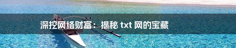 深挖网络财富：揭秘 txt 网的宝藏