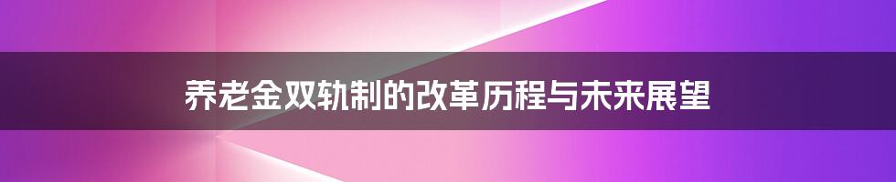 养老金双轨制的改革历程与未来展望