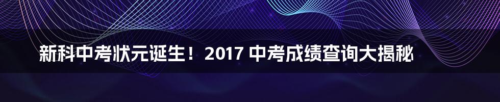 新科中考状元诞生!2017 中考成绩查询大揭秘