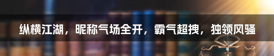 纵横江湖,昵称气场全开,霸气超拽,独领风骚