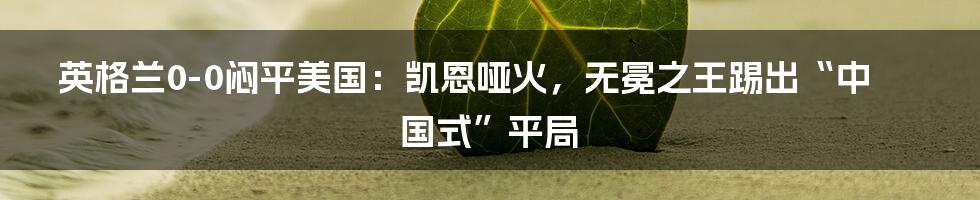 英格兰0-0闷平美国：凯恩哑火，无冕之王踢出“中国式”平局