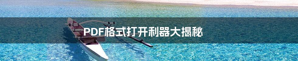 PDF格式打开利器大揭秘