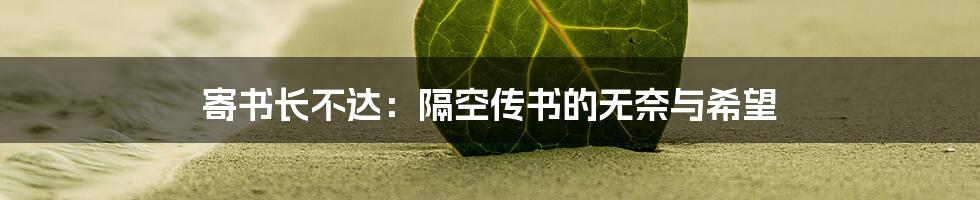 寄书长不达:隔空传书的无奈与希望