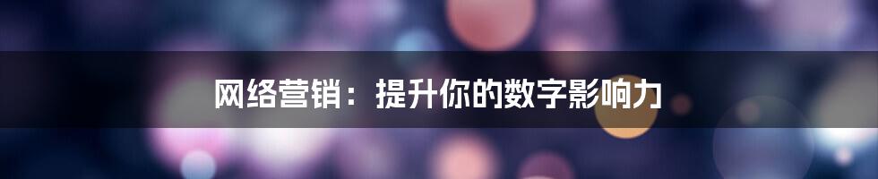 网络营销：提升你的数字影响力