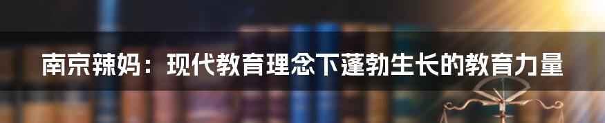 南京辣妈：现代教育理念下蓬勃生长的教育力量