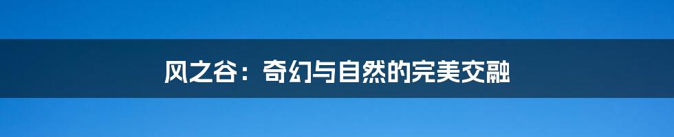 风之谷:奇幻与自然的完美交融