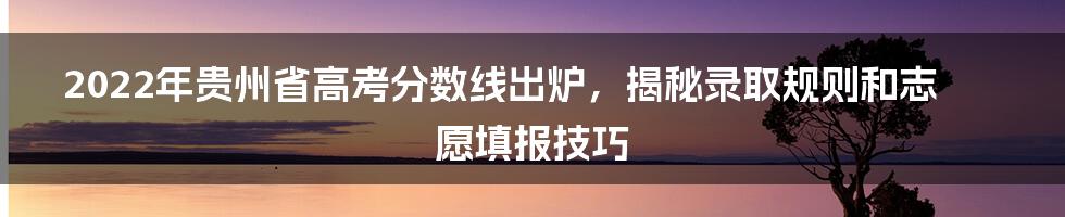 2022年贵州省高考分数线出炉，揭秘录取规则和志愿填报技巧