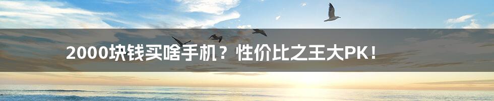 2000块钱买啥手机?性价比之王大PK!