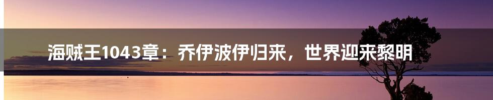 海贼王1043章:乔伊波伊归来,世界迎来黎明