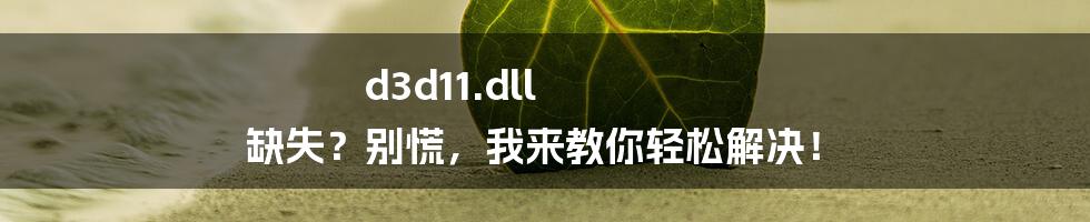 d3d11.dll 缺失？别慌，我来教你轻松解决！