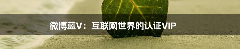 微博蓝V：互联网世界的认证VIP