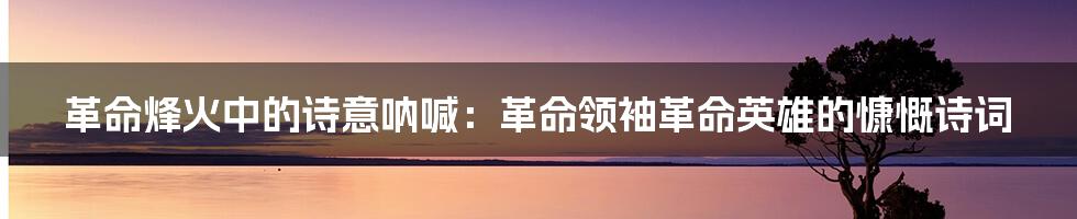 革命烽火中的诗意呐喊:革命领袖革命英雄的慷慨诗词