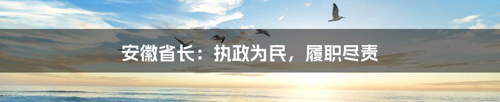 安徽省长：执政为民，履职尽责