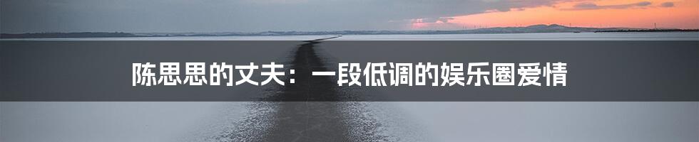 陈思思的丈夫：一段低调的娱乐圈爱情