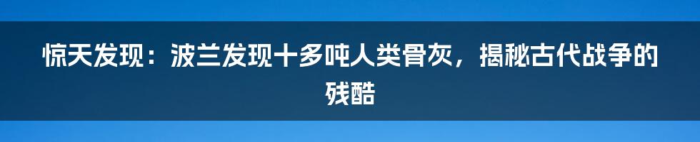 惊天发现:波兰发现十多吨人类骨灰,揭秘古代战争的残酷