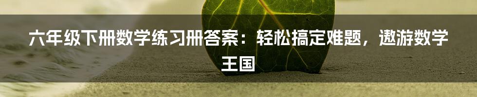 六年级下册数学练习册答案：轻松搞定难题，遨游数学王国