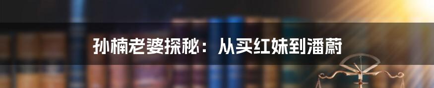 孙楠老婆探秘:从买红妹到潘蔚