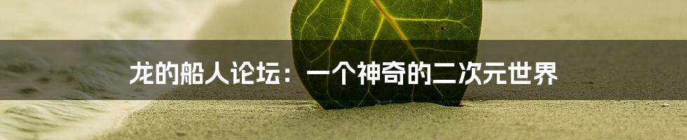 龙的船人论坛:一个神奇的二次元世界
