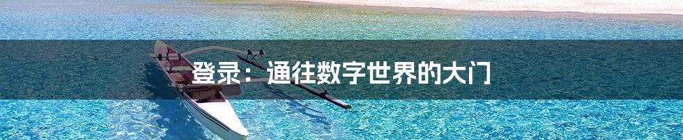 登录：通往数字世界的大门