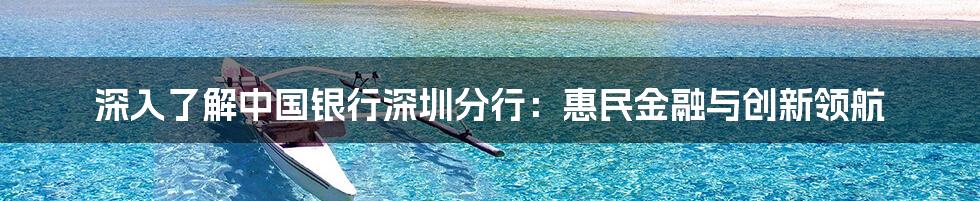 深入了解中国银行深圳分行：惠民金融与创新领航