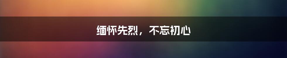 缅怀先烈,不忘初心