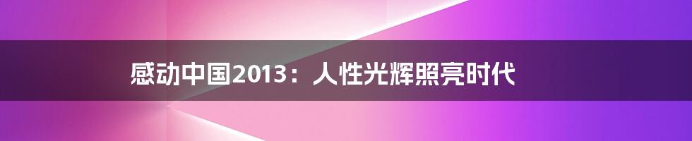 感动中国2013:人性光辉照亮时代