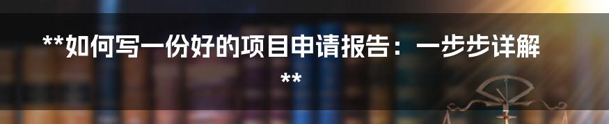 **如何写一份好的项目申请报告:一步步详解**